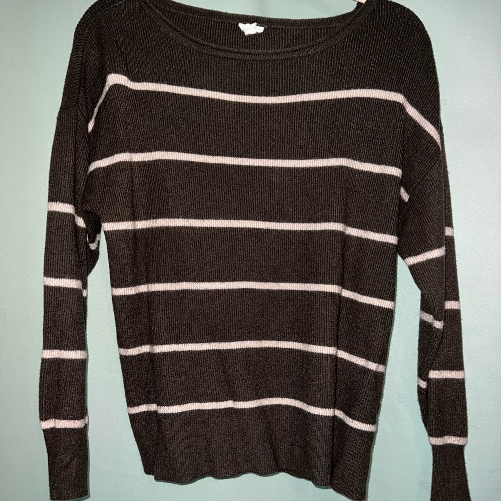 Green & Cream Striped Garage Sweater